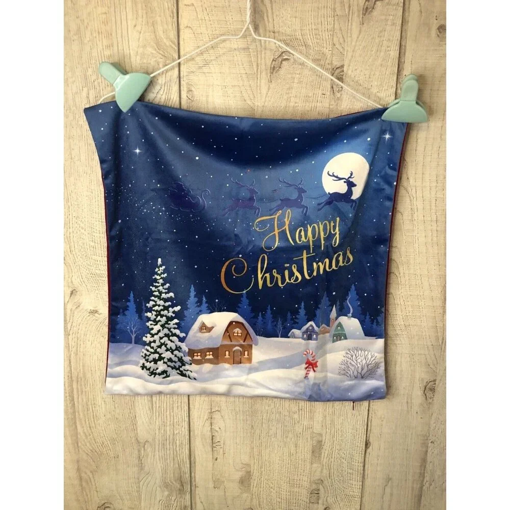 Set of 2 BedSure Merry Christmas Santa Claus Red Pillow Covers 18